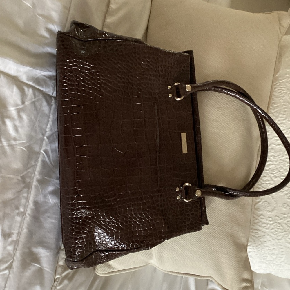 kate spade Croc-Embossed Tote in Brown